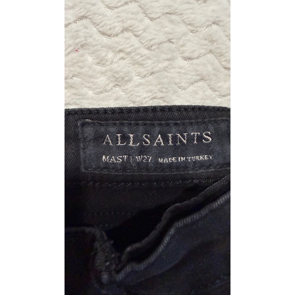 AllSaints Mast Skinny Jeans Jet Black W27 Mid Rise Stretch Denim WE039F - Picture 4 of 9